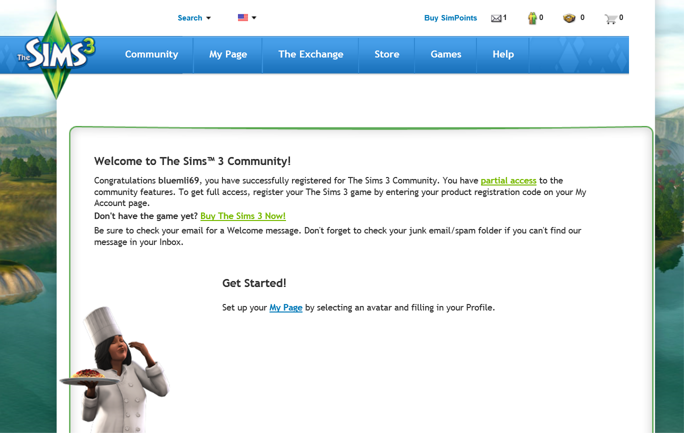 Sims 3 member sign up